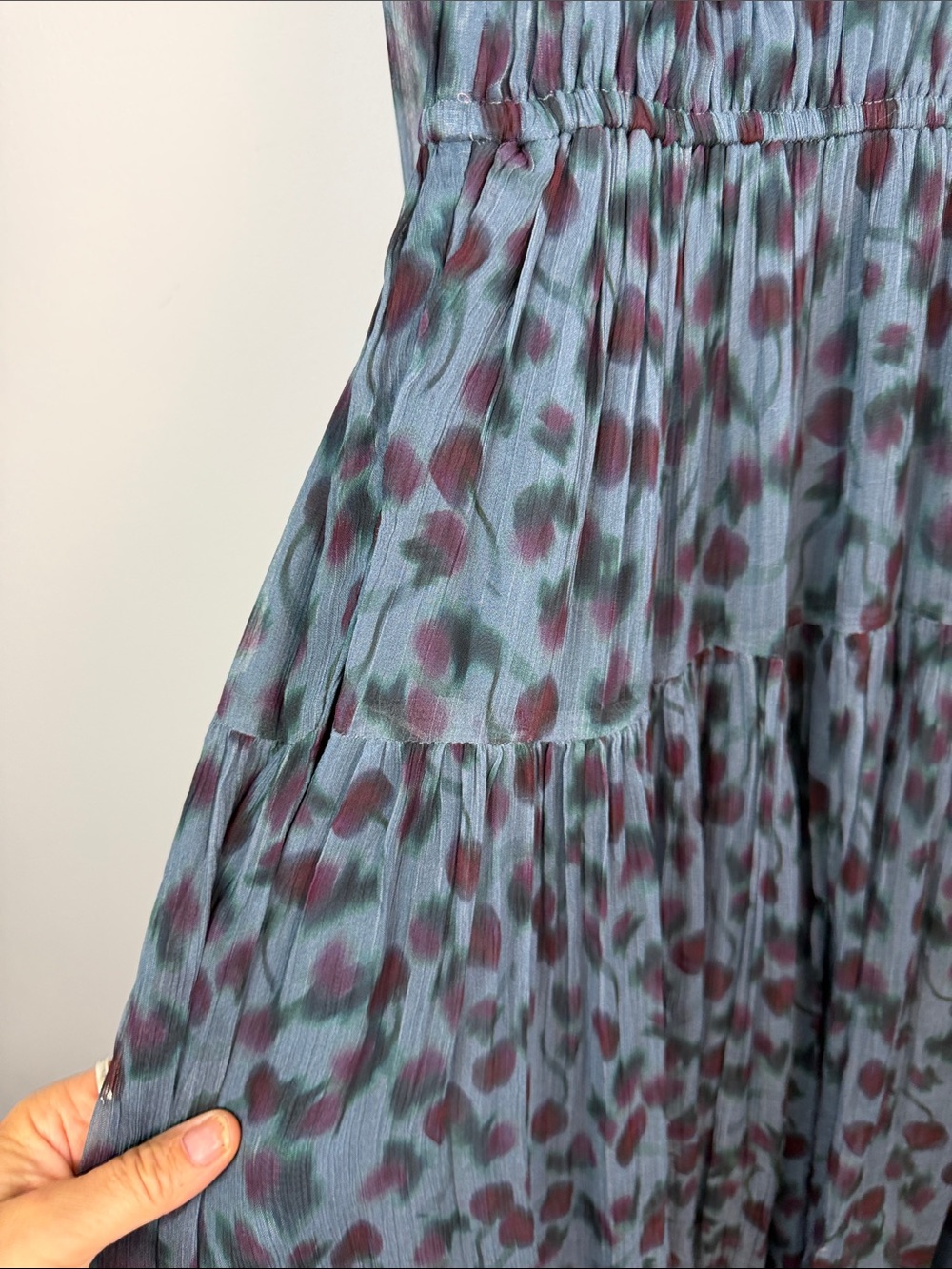 NEW J.Crew Crinkle Chiffon Sheer Long Sleeve Maxi Dress in Cherry Print Medium - Picture 9 of 16